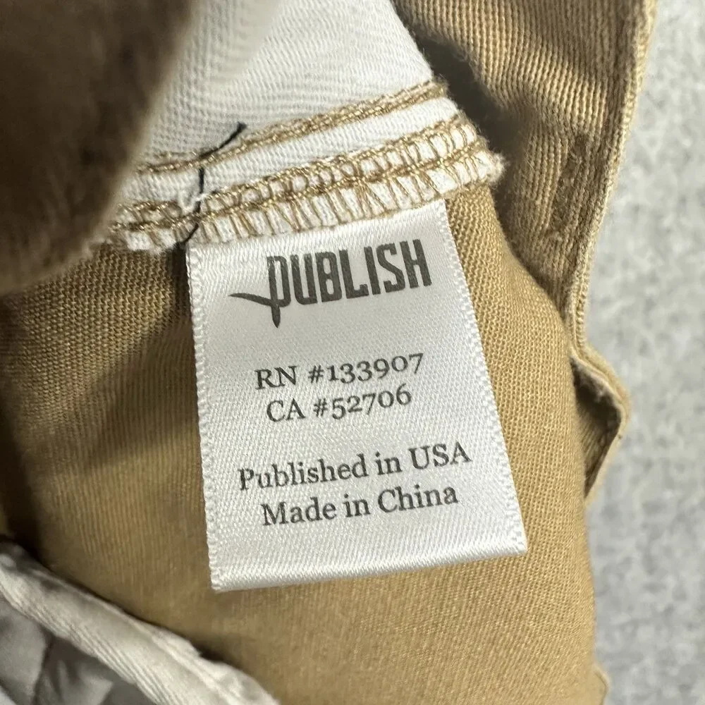 Publish Pants Mens Size 44 Tan Legacy Joggers Cotton Stretch Casual Preppy Logo